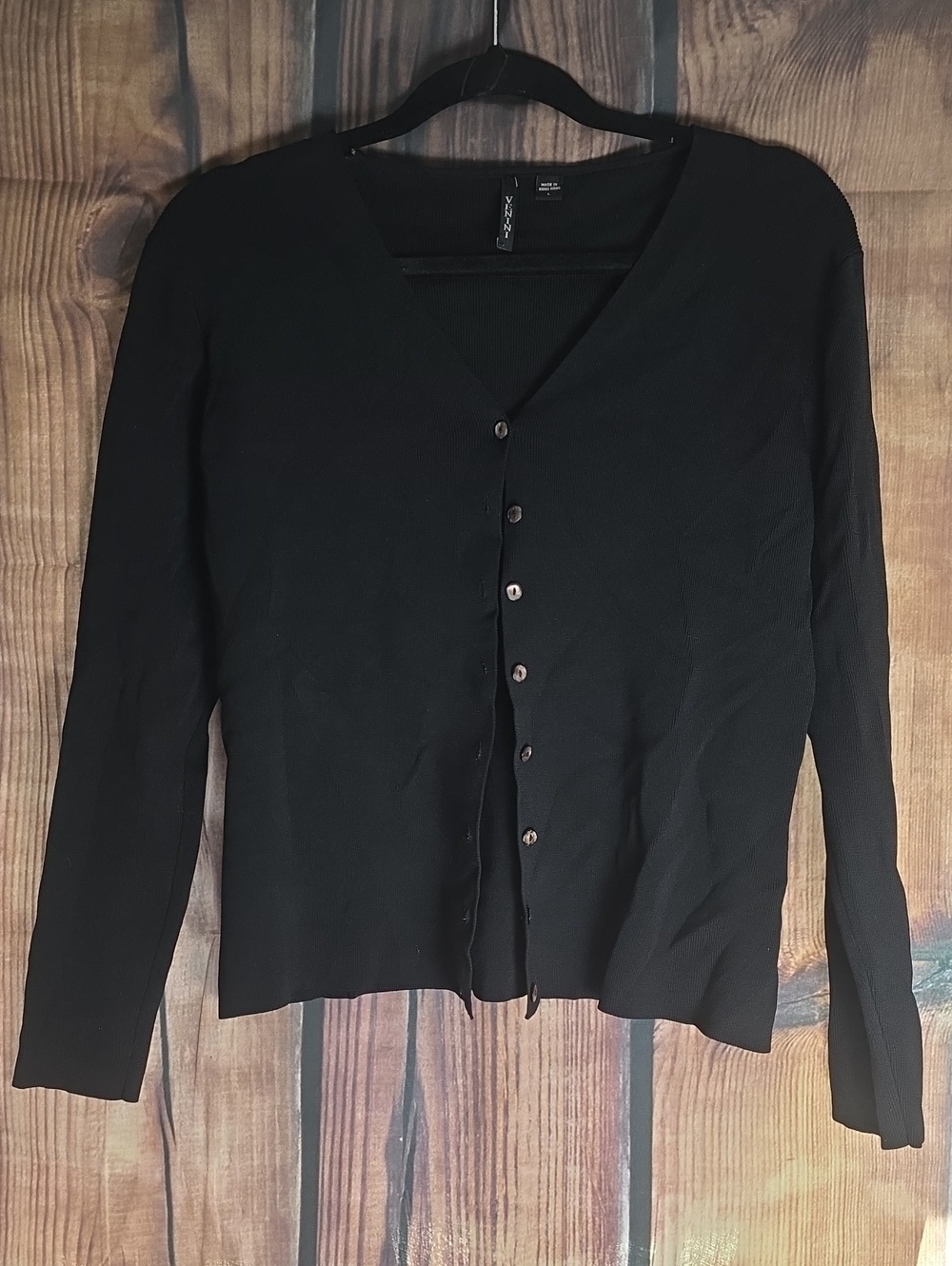 Venini Large Black V-Neck Button Cardigan